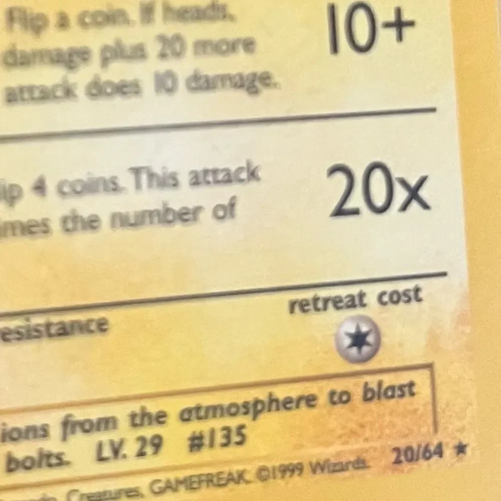 Pokémon Card Jolteon Jungle #20 Regular Unlimited RARE NM
